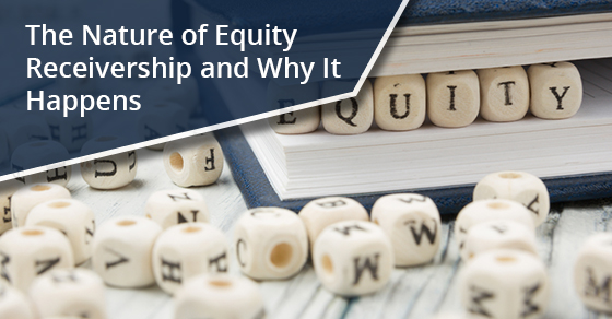 equity receivership details are written on a wood block
